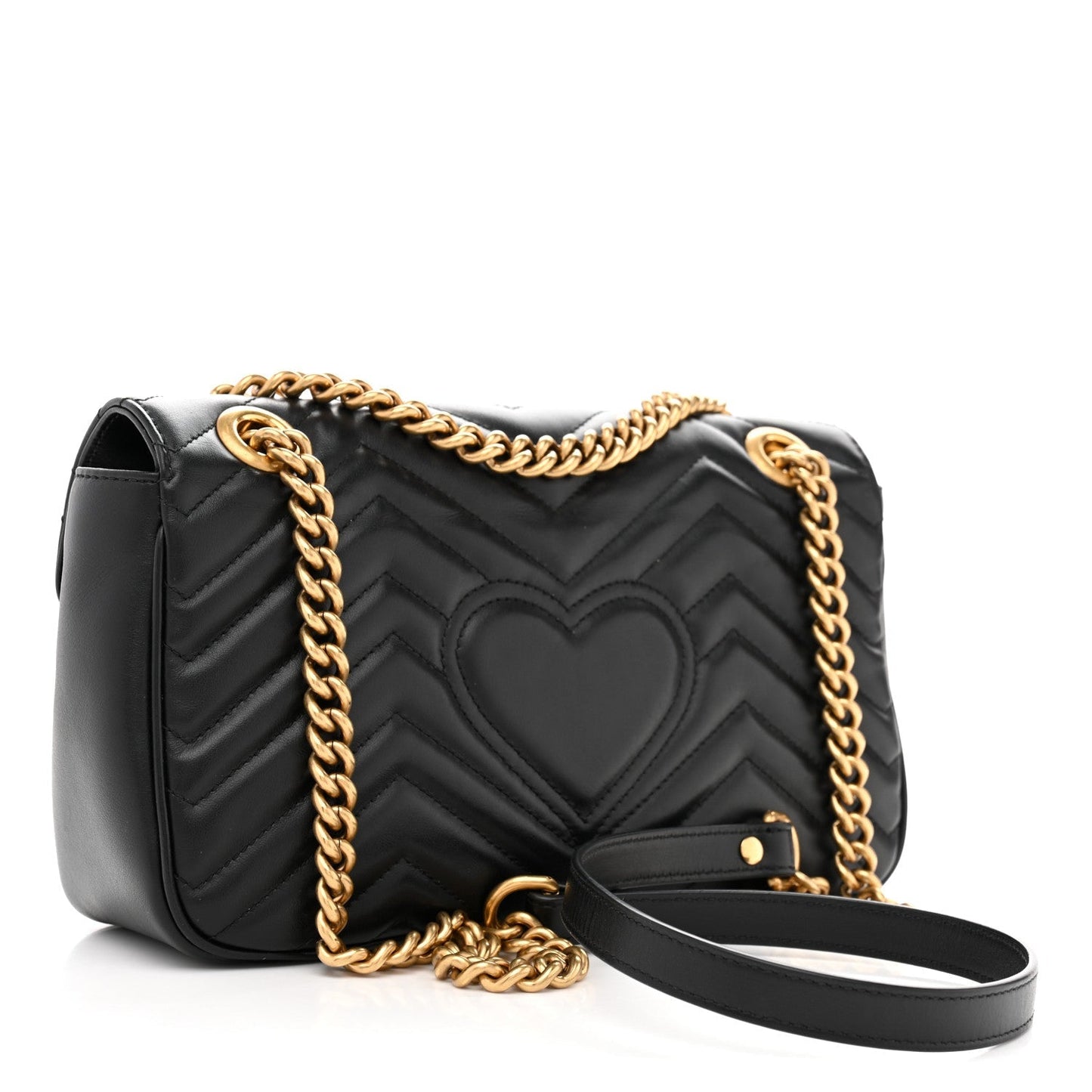 Calfskin Matelasse Small GG Marmont Shoulder Bag Black
