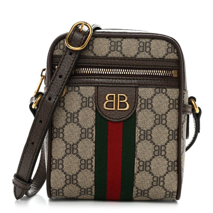 X BALENCIAGA BB Supreme Monogram Web Mini Ophidia Messenger Beige New Acero