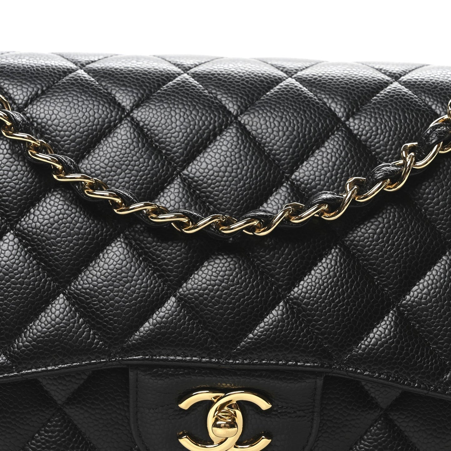 Caviar Quilted Jumbo Double Flap Black