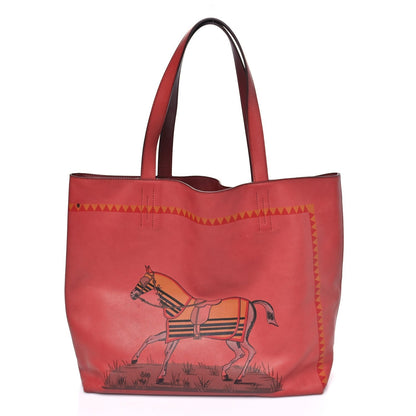 Veau Sikkim Horse Print Double Sens 36 Reversible Tote