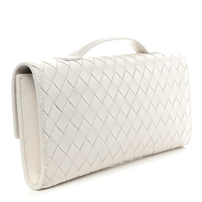 Nappa Intrecciato Long Andiamo Top Handle Clutch White
