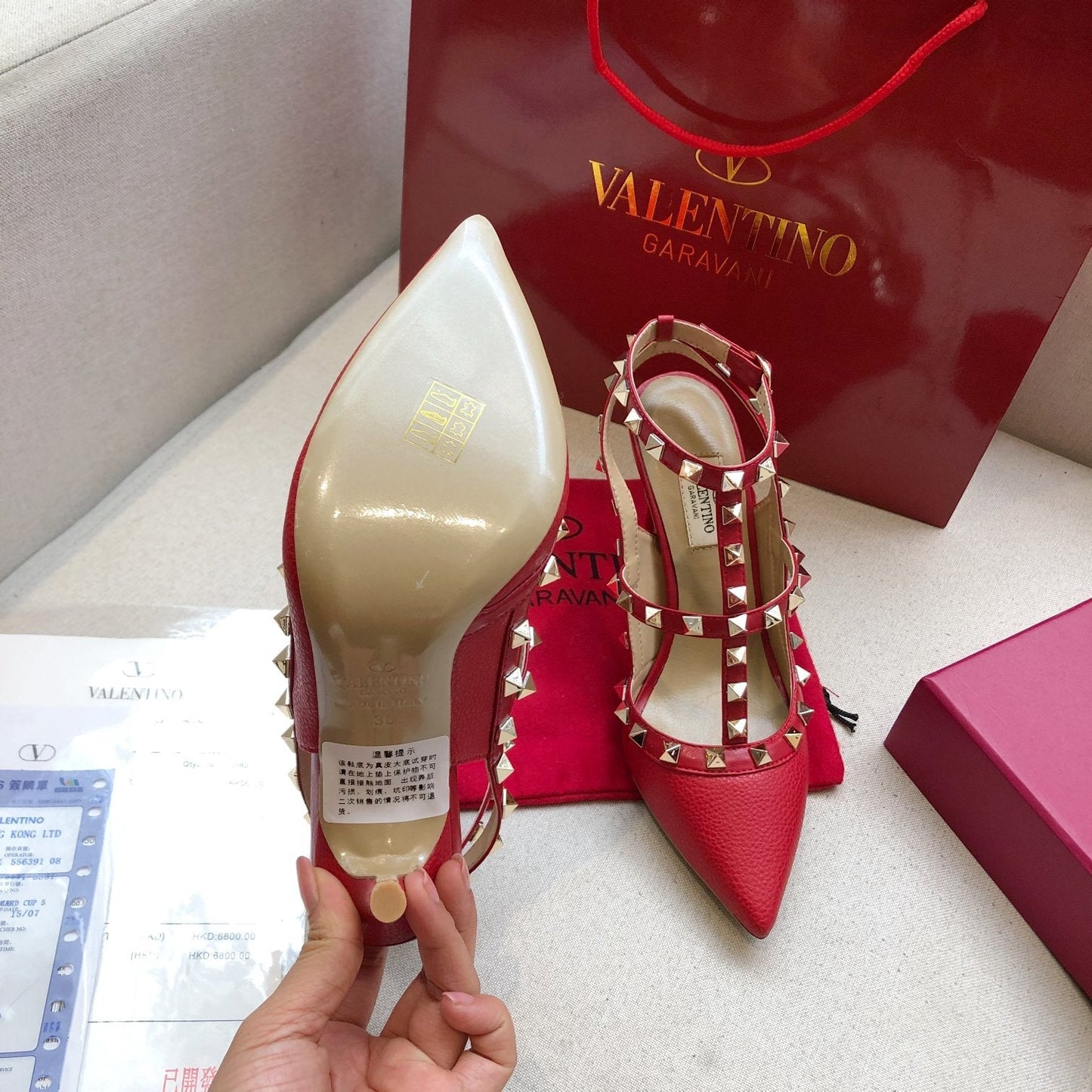 Valentino Rockstud Caged Pump Leather