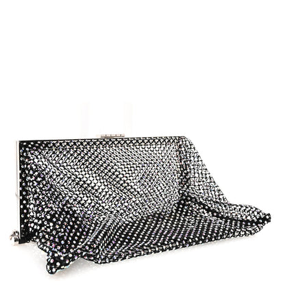 Mesh Crystal Medium Fanny Shoulder Bag Black