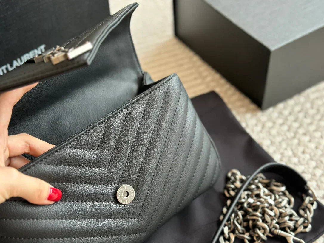 YSL Classic Black Leather Tote Bag Size 24x17cm