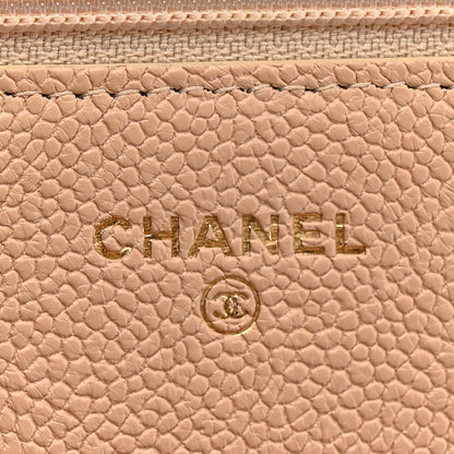 Caviar Quilted Boy Wallet On Chain WOC Light Beige