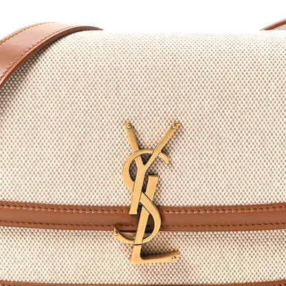 Canvas Calfskin Small Solferino Satchel Beige Brick