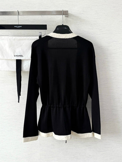 CC 25 V-neck Cardigan Black Laine-Wool