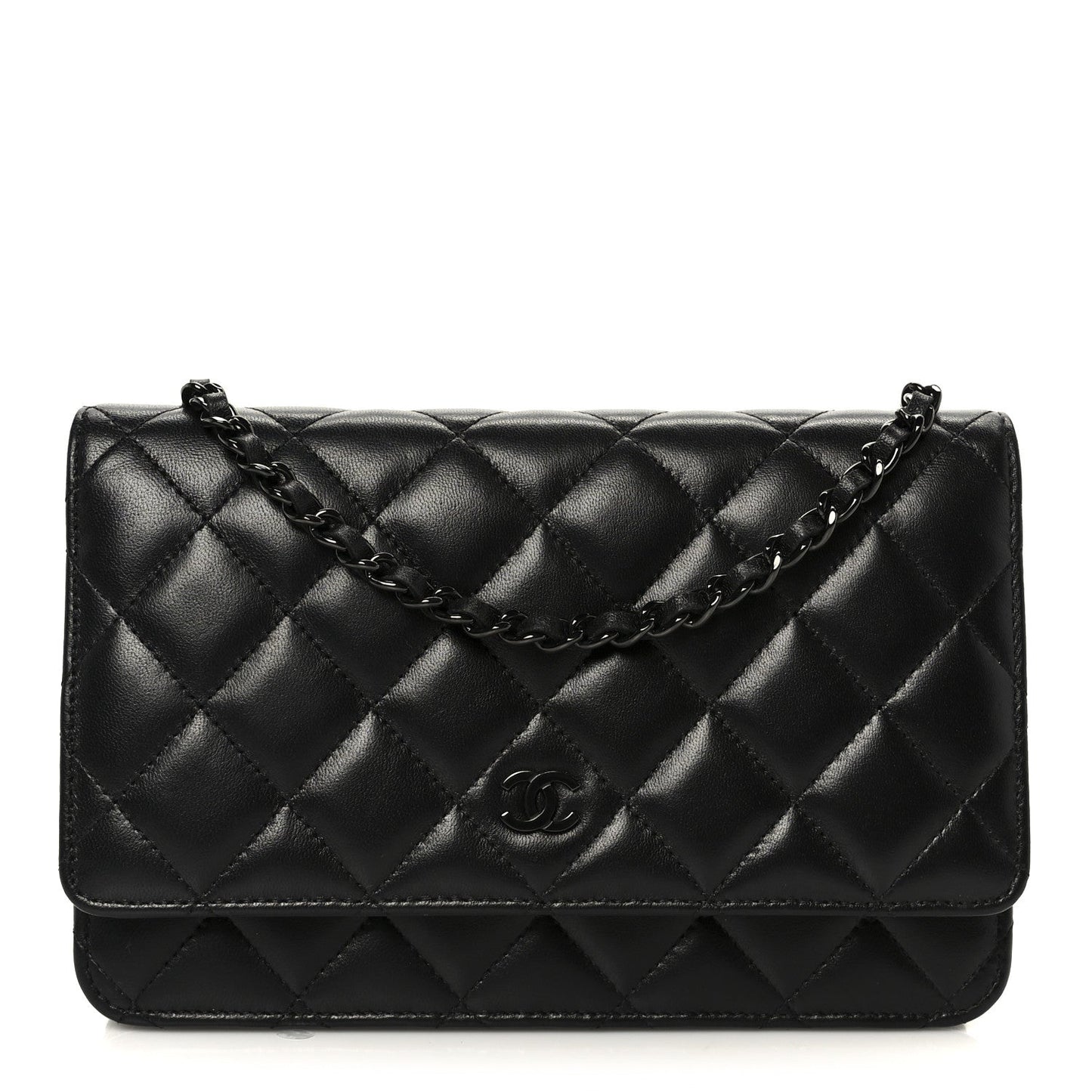 Lambskin Quilted Wallet On Chain WOC So Black