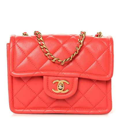 Caviar Quilted Mini Sweet Classic Flap Red