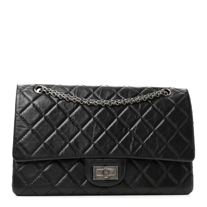 Aged Calfskin Quilted 2.55 Reissue 227 Flap Black