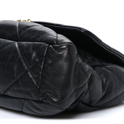 Shiny Goatskin Quilted Maxi Chanel 19 Flap Black