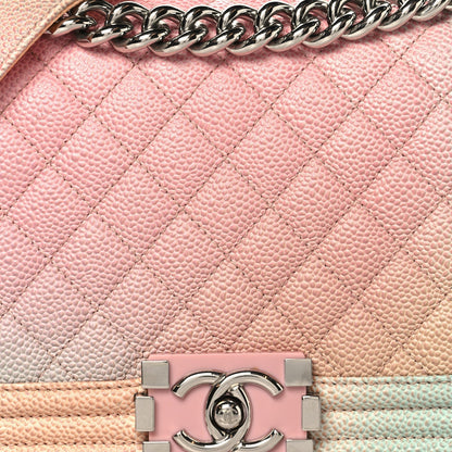 Caviar Quilted Medium Cuba Rainbow Boy Flap Pink Multicolor