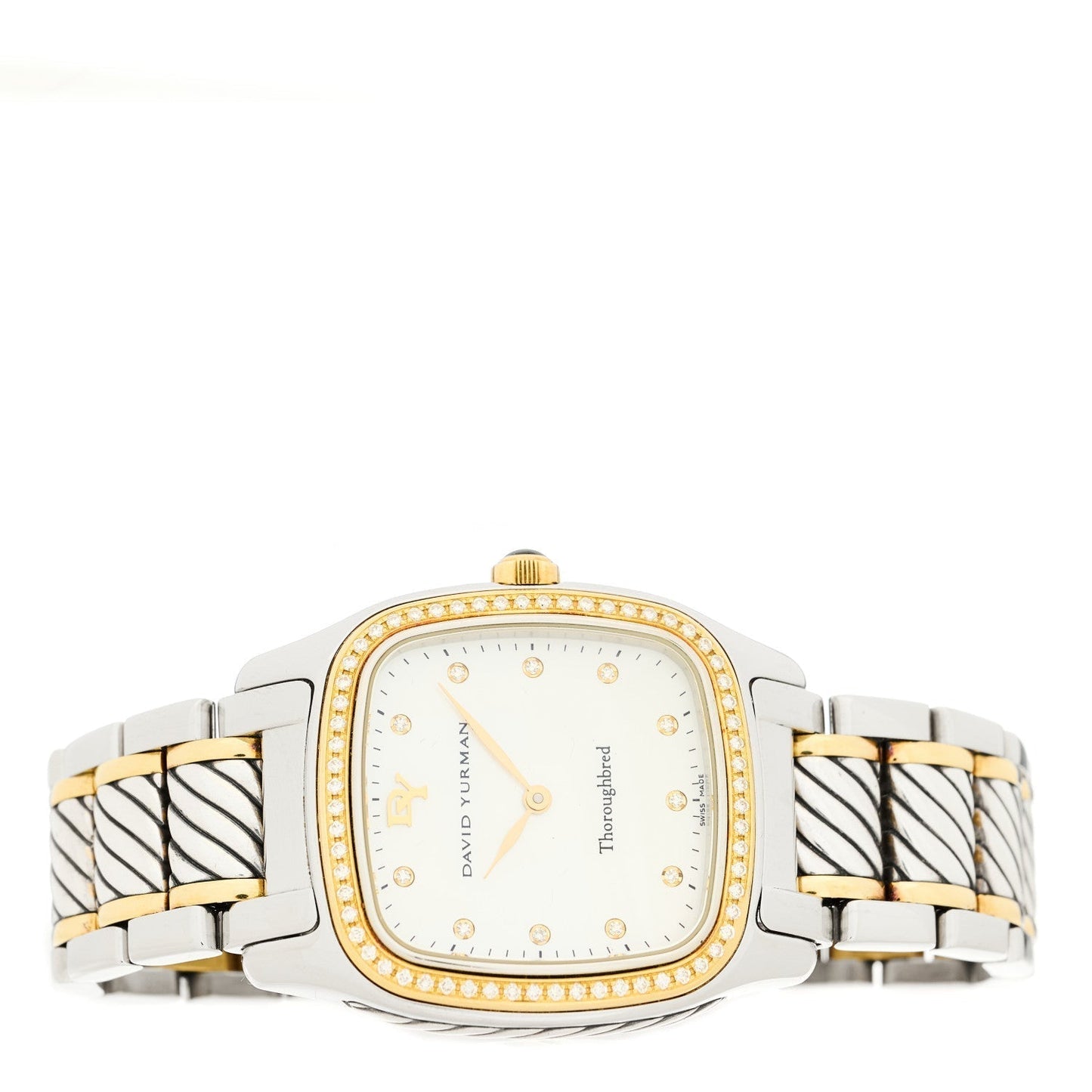 Stainless Steel 18K Yellow Gold Diamond Bezel Mother of Pearl 32mm Thoroughbred Quartz Watch