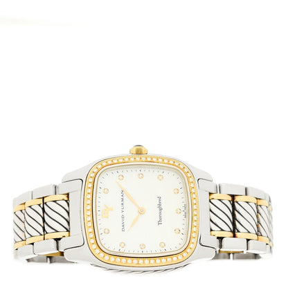 Stainless Steel 18K Yellow Gold Diamond Bezel Mother of Pearl 32mm Thoroughbred Quartz Watch