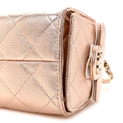 Metallic Caviar Quilted Mini Chanel 25 Handbag Copper