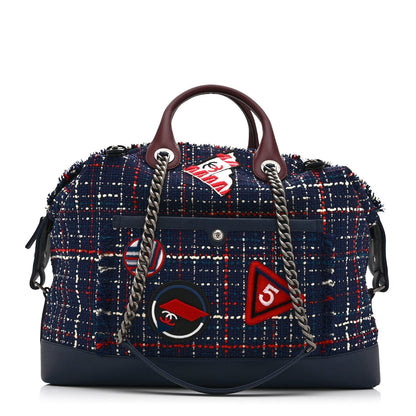 Tweed Large Trip Bowling Bag  Navy Burgundy