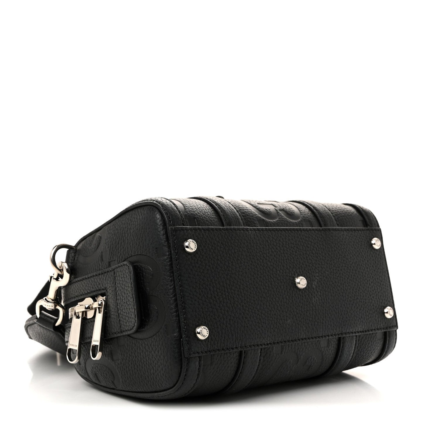 Piuma Calfskin Jumbo GG Embossed Mini Duffle Bag Black