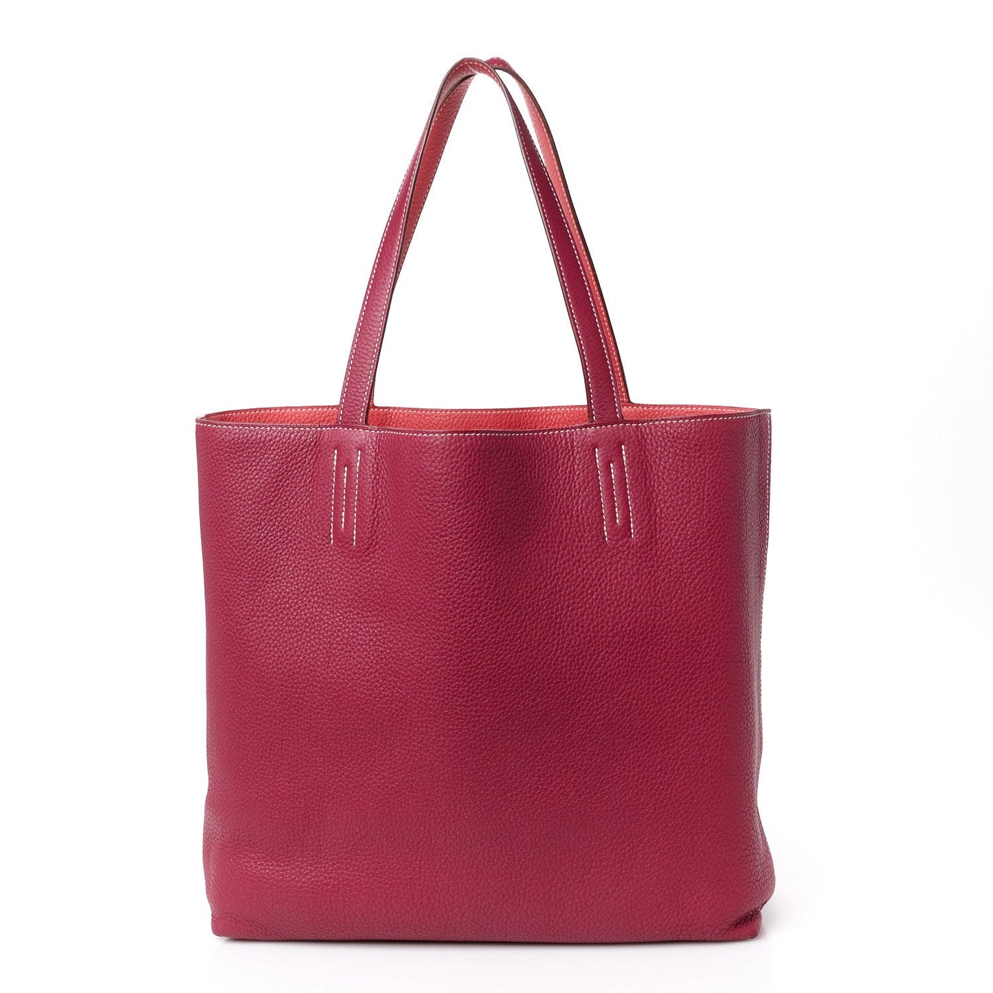 Taurillon Clemence Double Sens 36 Reversible Tote Rubis Bougainvillea