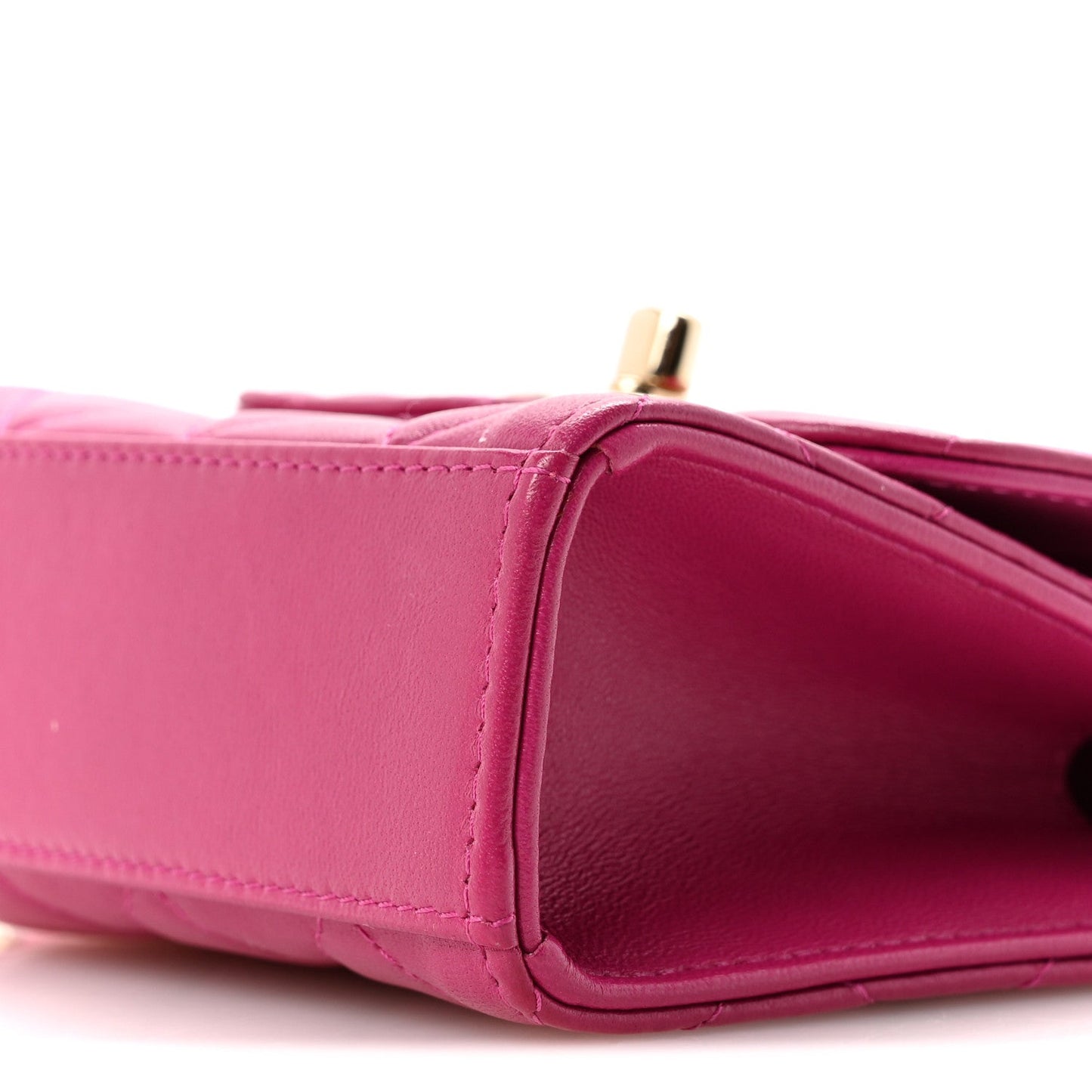Lambskin Quilted Mini Trendy CC Clutch With Chain Fuchsia