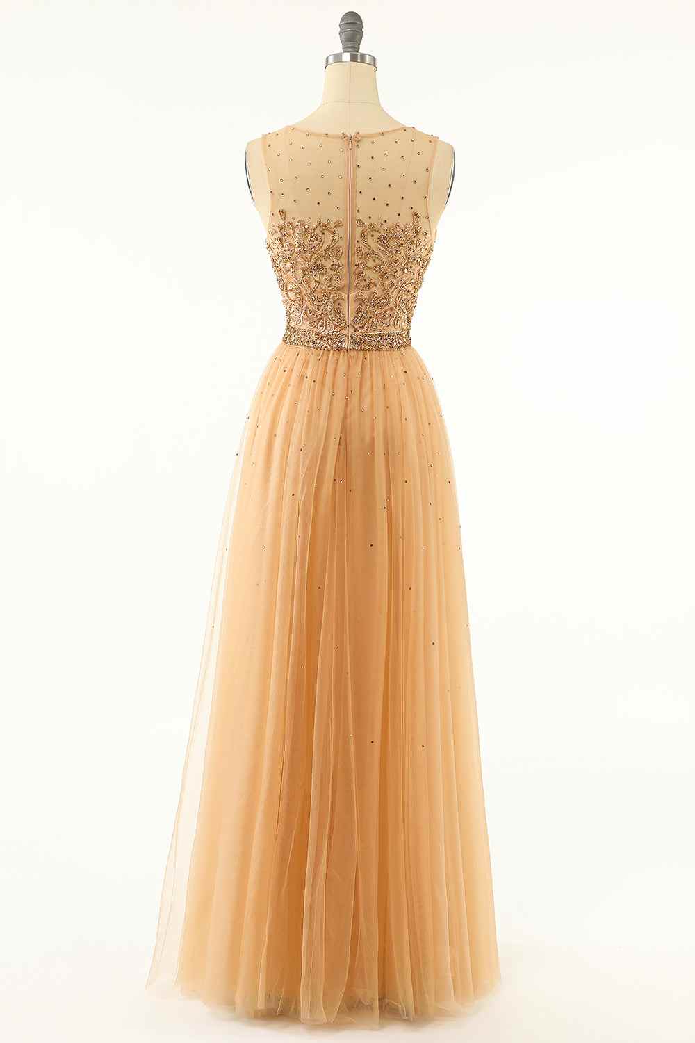 Round Sleeveless Empire A-Line Appliques Prom Party Dress