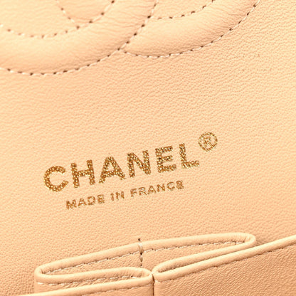 Caviar Quilted Medium Double Flap Beige Clair
