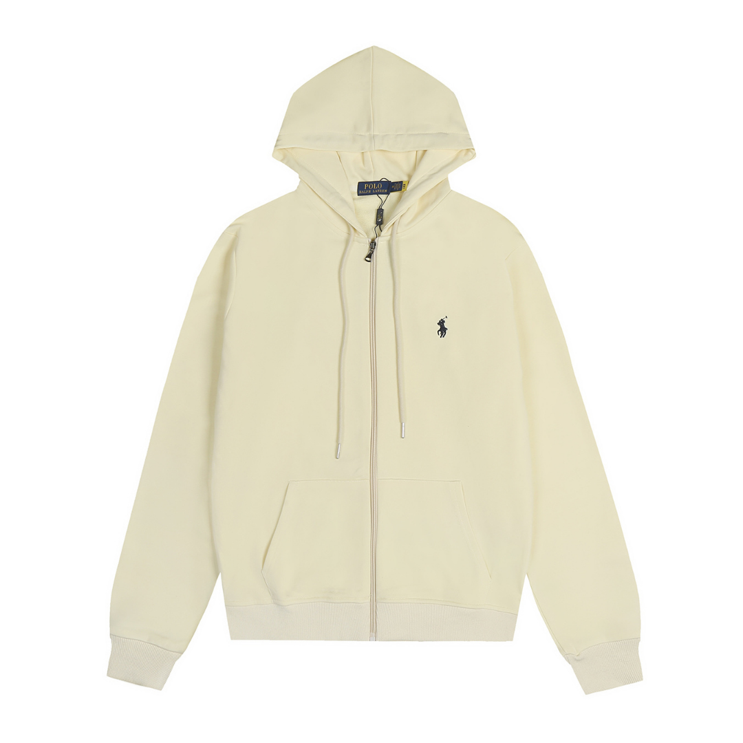 Polo Beige Zip Hoodie