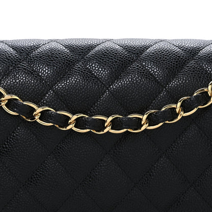 Caviar Quilted Jumbo Double Flap Black