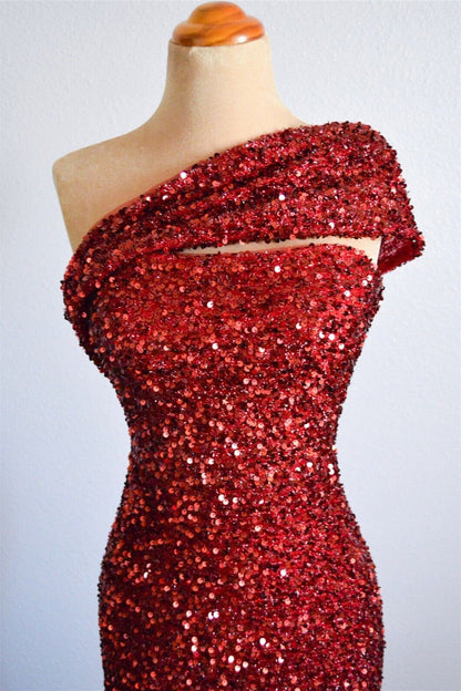 Mermaid Sequin One Shoulder Sleeveless Party Prom Dress