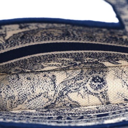 Canvas Embroidered Mini Toile De Jouy Book Tote  Blue