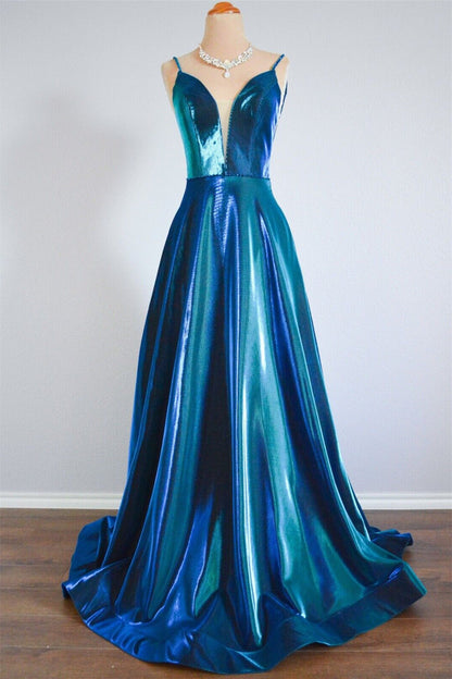 Satin A-Line Sleeveless Open Back Party Prom Dress