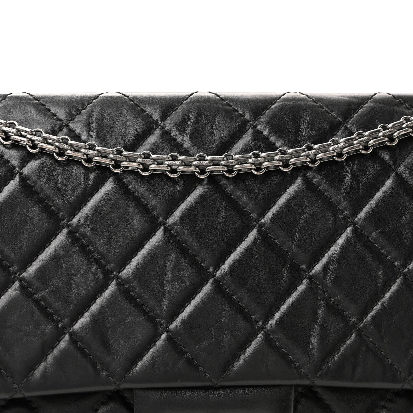 Aged Calfskin Quilted 2.55 Reissue 227 Flap Black