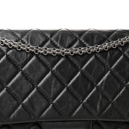 Aged Calfskin Quilted 2.55 Reissue 227 Flap Black