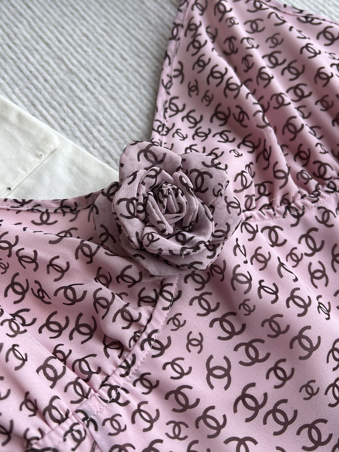 CC Suspender Dress Pink Polyester Linen