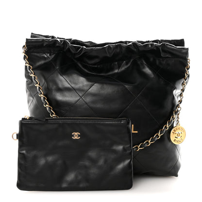 Shiny Calfskin Quilted Small Chanel 22 Black