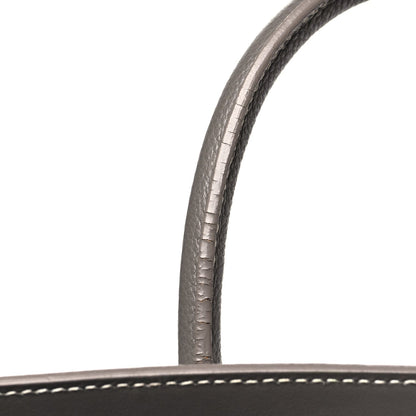 Grained Calfskin Topstitch Baby Sac De Jour Fog