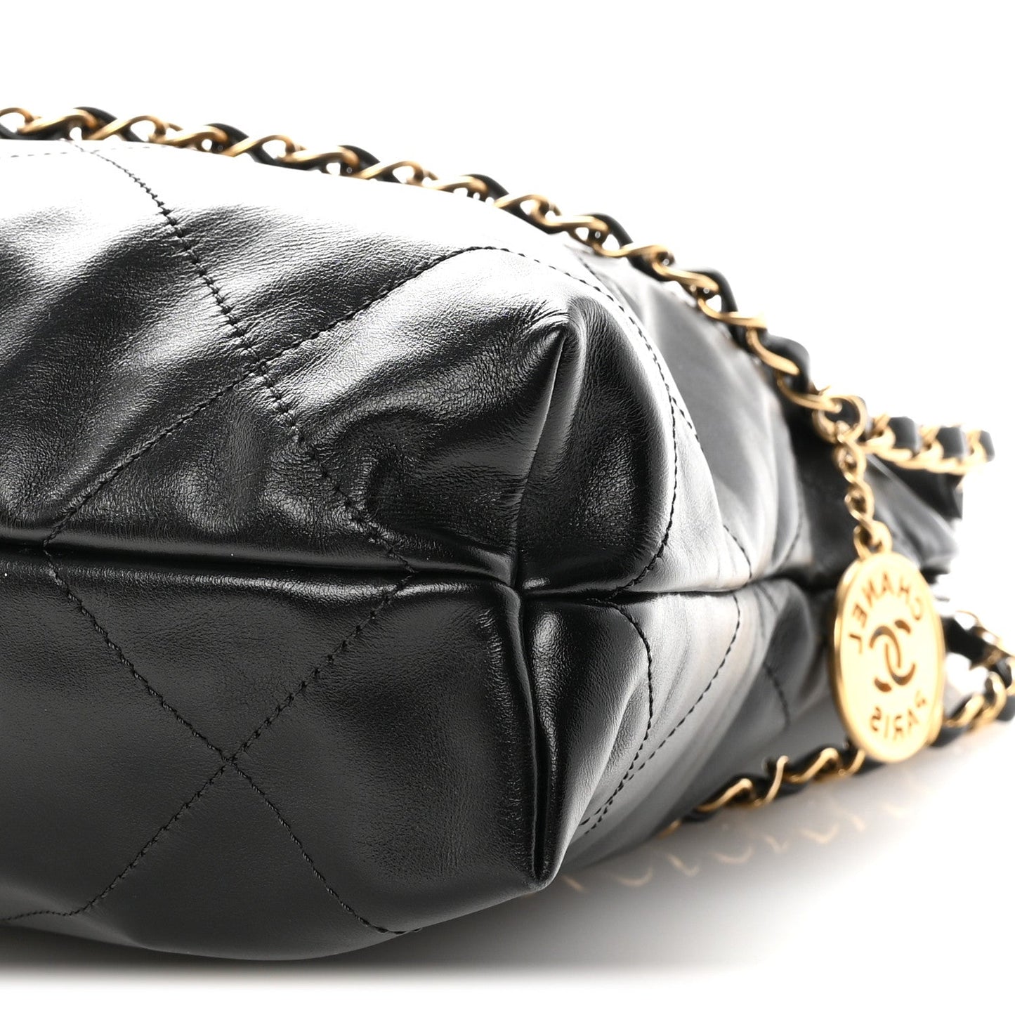 Shiny Calfskin Quilted Small Chanel 22 Black