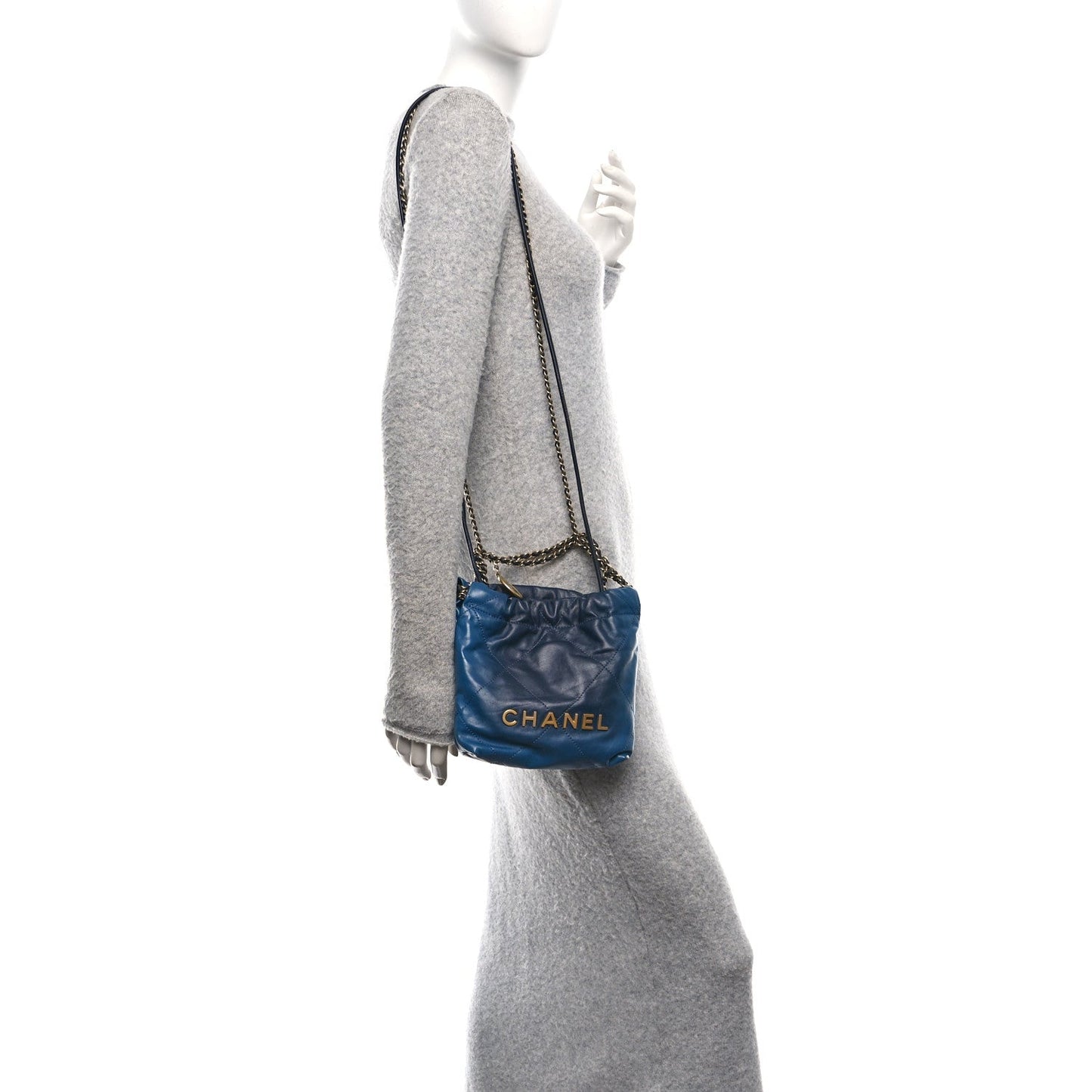 Shaded Calfskin Quilted Mini Chanel 22 Blue Dark Blue