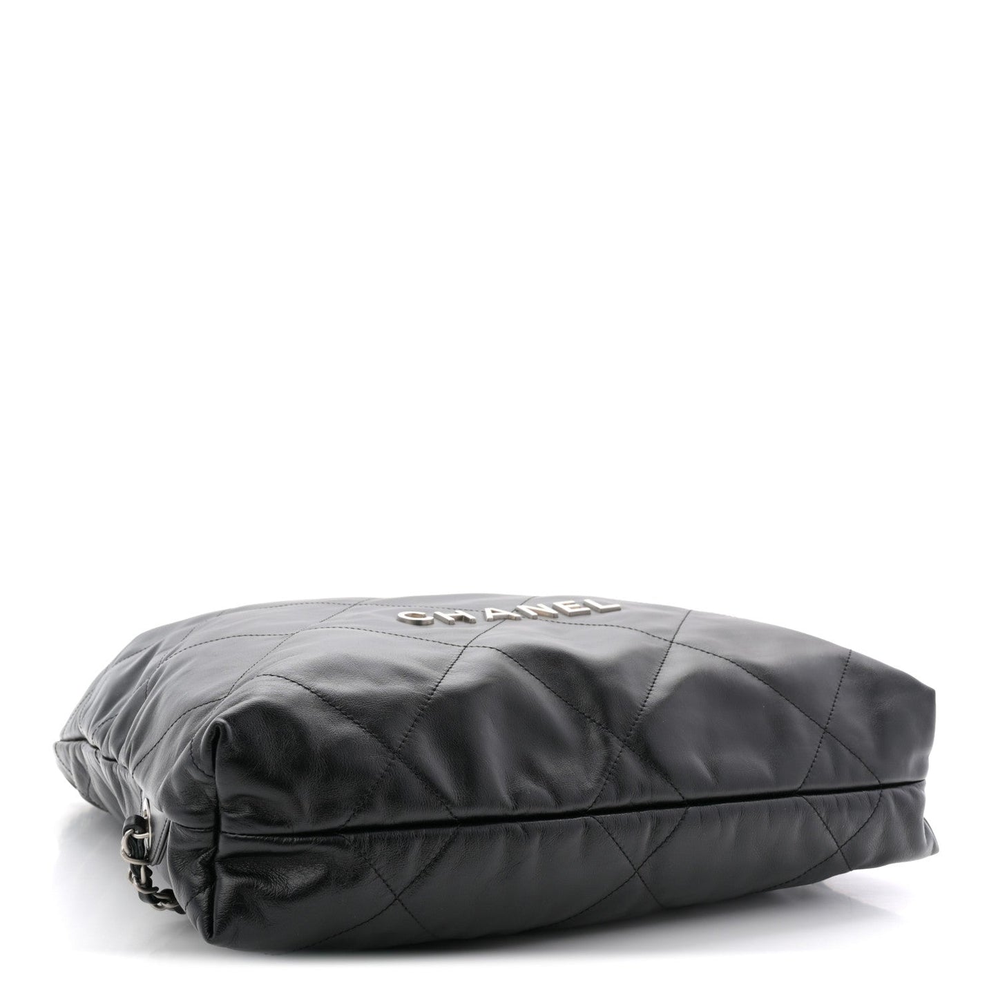 Shiny Calfskin Quilted Chanel 22 Backpack Black