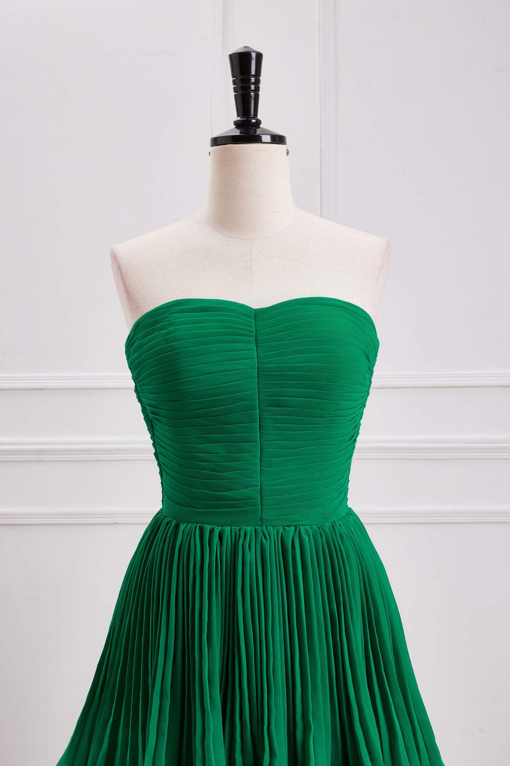 Hunter Green Strapless A-line Layers Long Prom Dress
