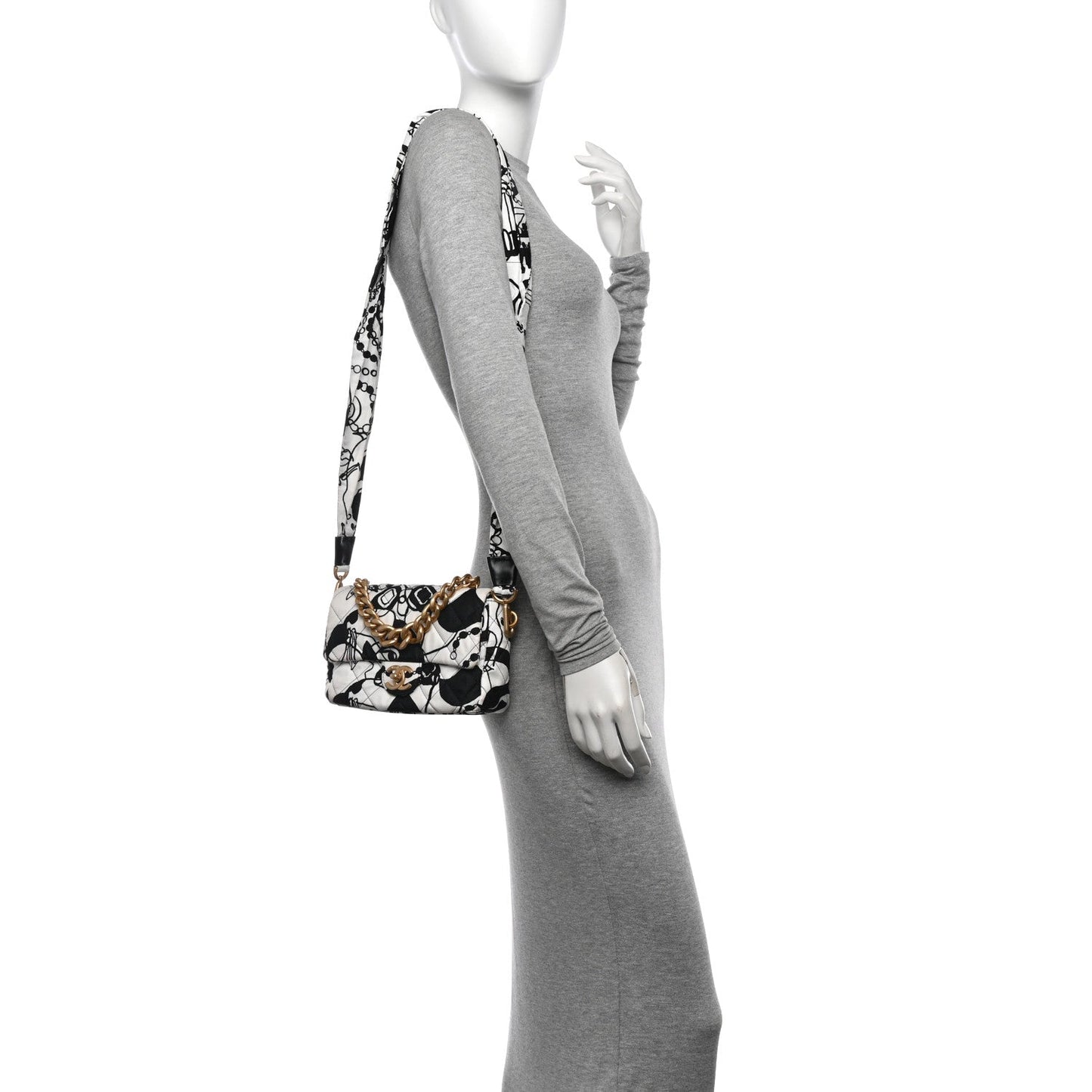 Canvas Printed Deer Coco Mini Single Flap White Black