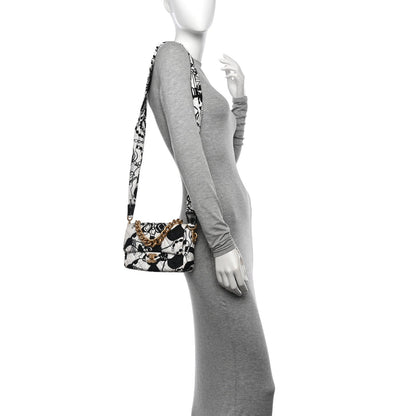 Canvas Printed Deer Coco Mini Single Flap White Black