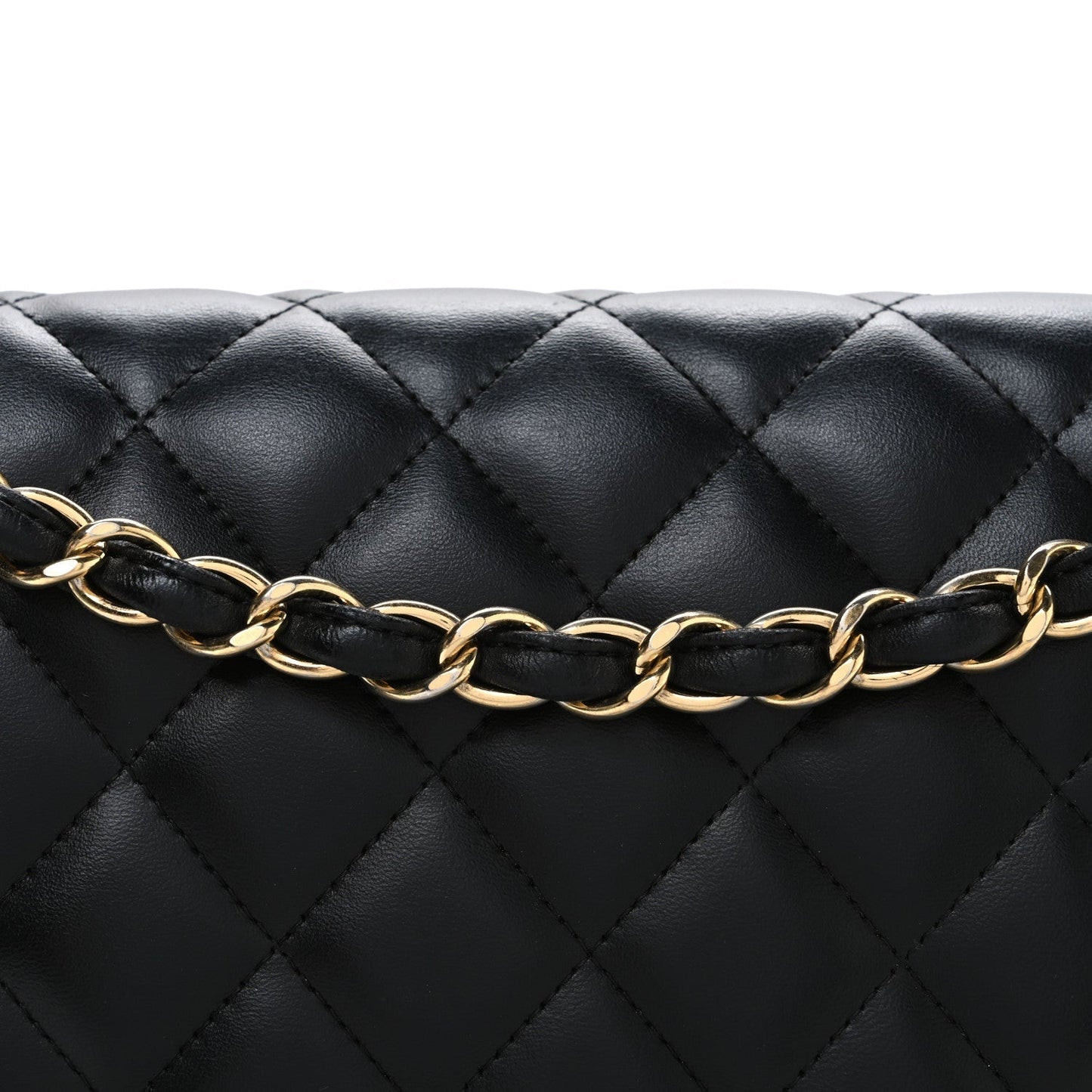 Lambskin Quilted Jumbo Double Flap Black