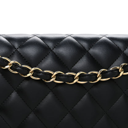 Lambskin Quilted Jumbo Double Flap Black