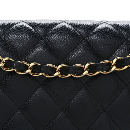 Caviar Quilted Jumbo Double Flap Black