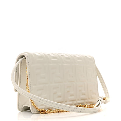 Nappa Matisse FF Embossed Wallet On Chain Baguette White