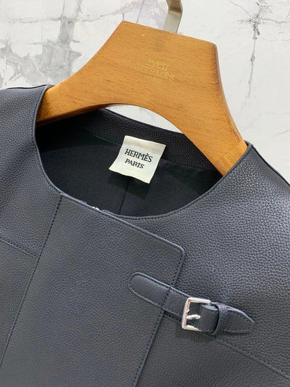 HERMES 25S LEATHER JACKET WITH LEATHER SHORTS