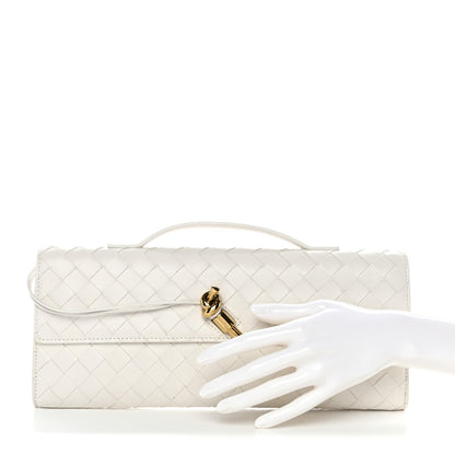 Nappa Intrecciato Long Andiamo Top Handle Clutch White