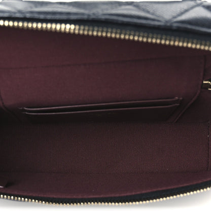 Caviar Quilted Top Handle Slim Vanity With Chain Black