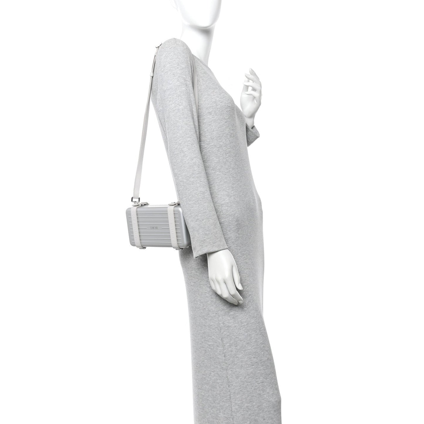 X RIMOWA Aluminum Personal Clutch On Strap Silver