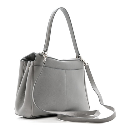 Grained Calfskin Small Rodeo Top Handle Handbag Grey